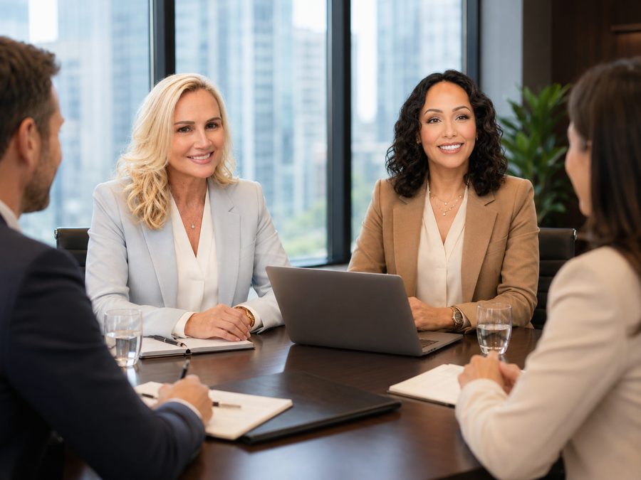Trina and Molly working with a client leadership team